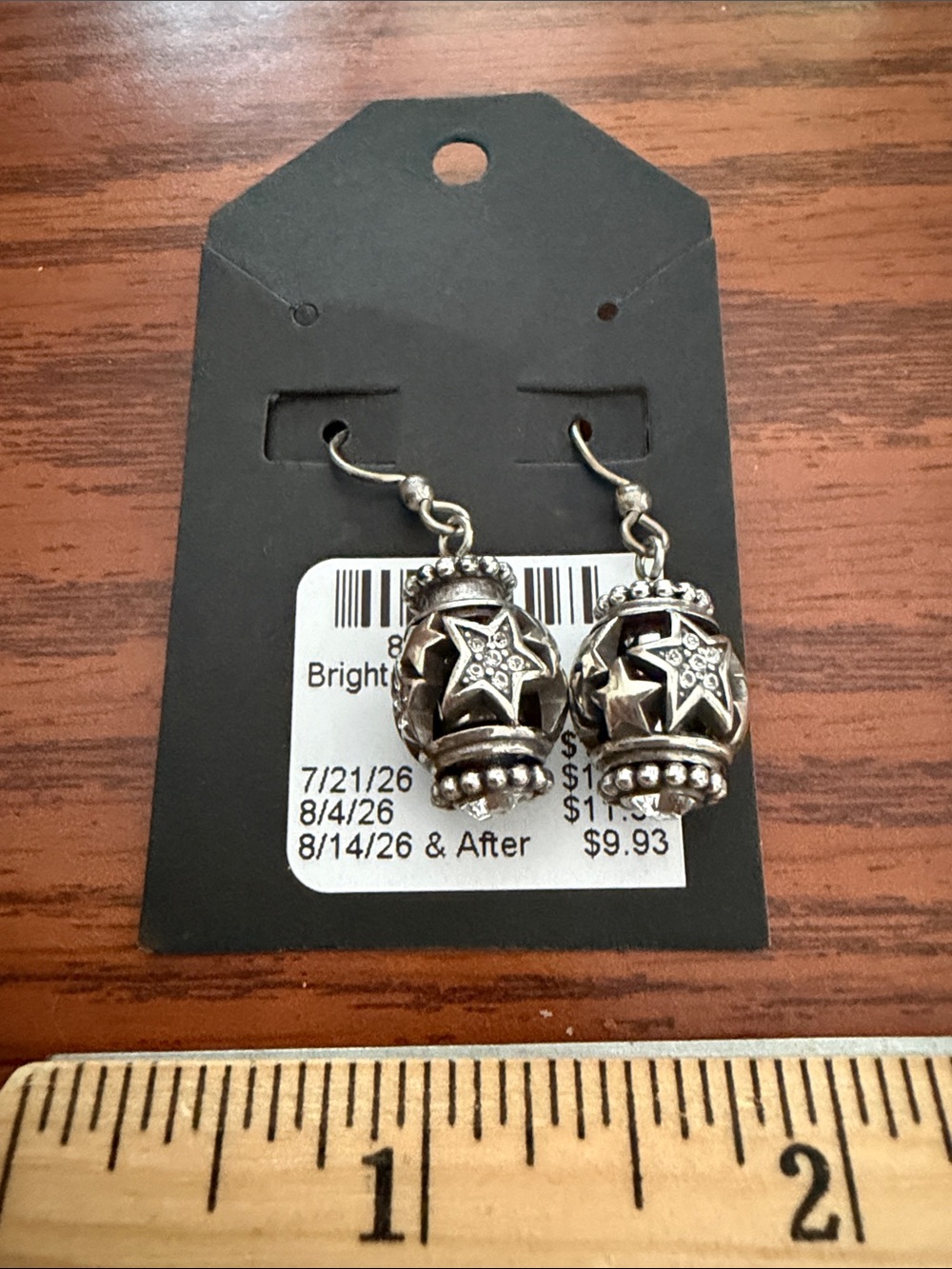Silver Star Barrel Dangle Earrings